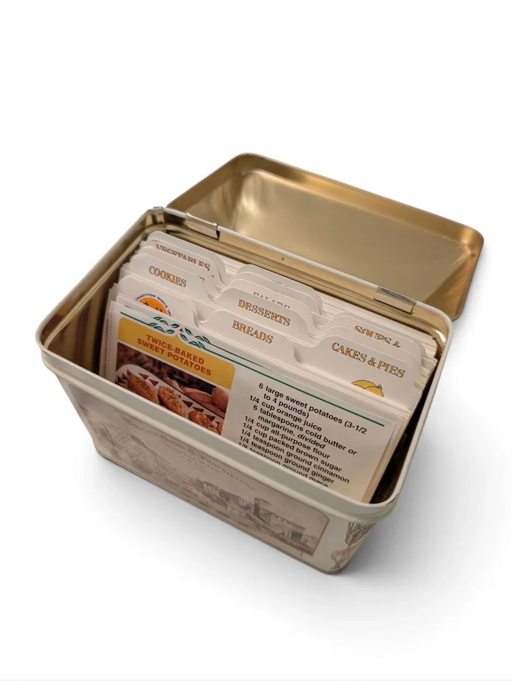 VINTAGE Gold Medal Recipe Box Decorative Flour Logo Tin Minnesota Collectable